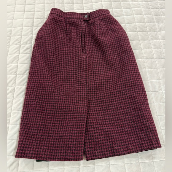 Vintage Giorgio Sant'Angelo Wool Skirt Houndstooth Red & Black/size 6 - Picture 8 of 10